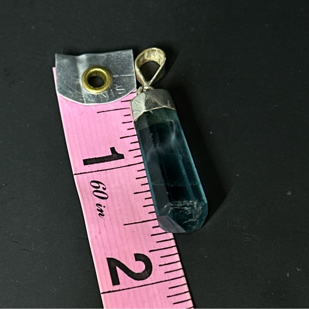 Sterling Silver 925 Fluorite Point Pendant Crystal - Picture 7 of 17